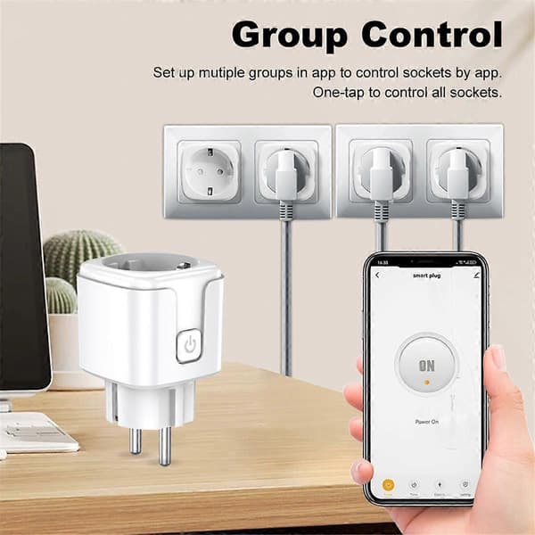Tuya WiFi Smart Plug 20A EU Smart Stikkontakt med Strømovervågning Timing Smart Life Support til Alexa Home Yandex