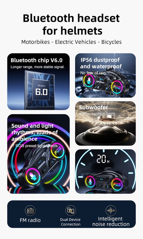 Y13 Motorsykkelhjelm Bluetooth-ørepropper – Støyreduserende, Vanntette, Langvarige Motorsykkelintercom-ørepropper