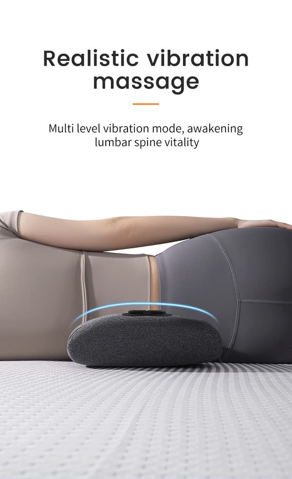 Multifunktionel elektrisk justerbar lændepude: Ergonomisk lændetrækpude med tre tilstande – vibration, varmeterapi og mere
