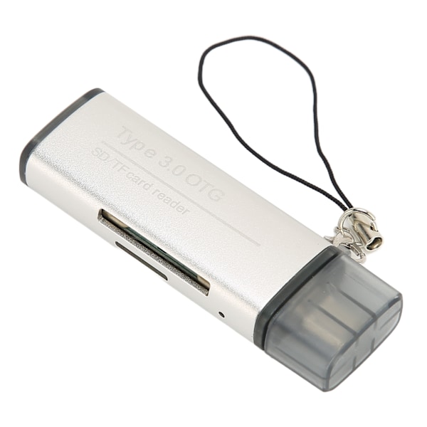 Minneskortläsare Plug and Play Aluminiumlegering USB C 3.0 OTG Lagringskortläsare med Snoddhål för Windows för LINUX