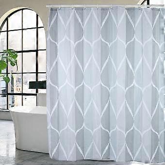 Polyester Duschdraperi Vattentätt Badrumsgardin + Hängande Krokar (Grå, 1.8 x 1.8M)