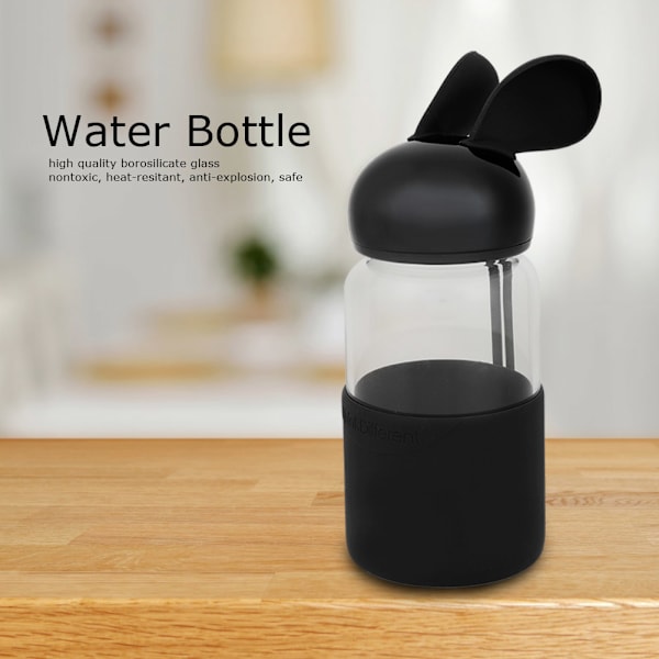 340 ml söt kanin barn bärbar glas transparent vattenflaska