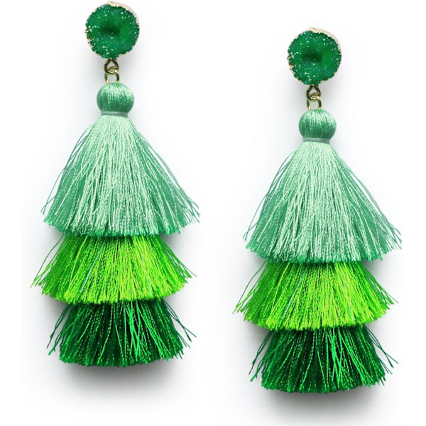 Colorful Layered Tassel Earrings Bohemian Tiered Tassel Stud