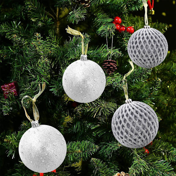3.15" Christmas Ball Ornaments 12 pcs Glitter Sequin Foam Ball
