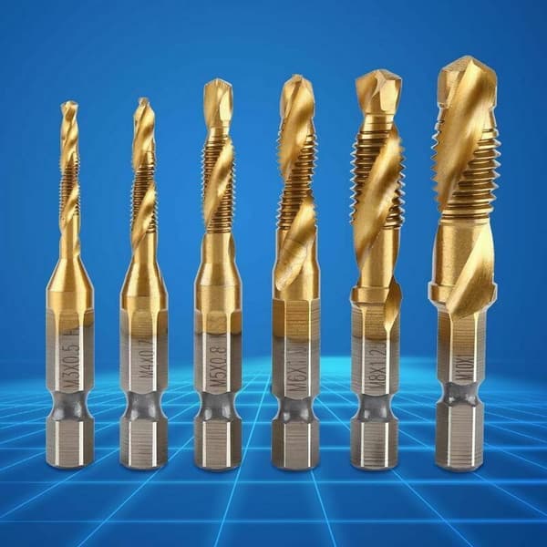 6 stk. komposit titanium belægning, HSS sekskantet skaft metrisk bor