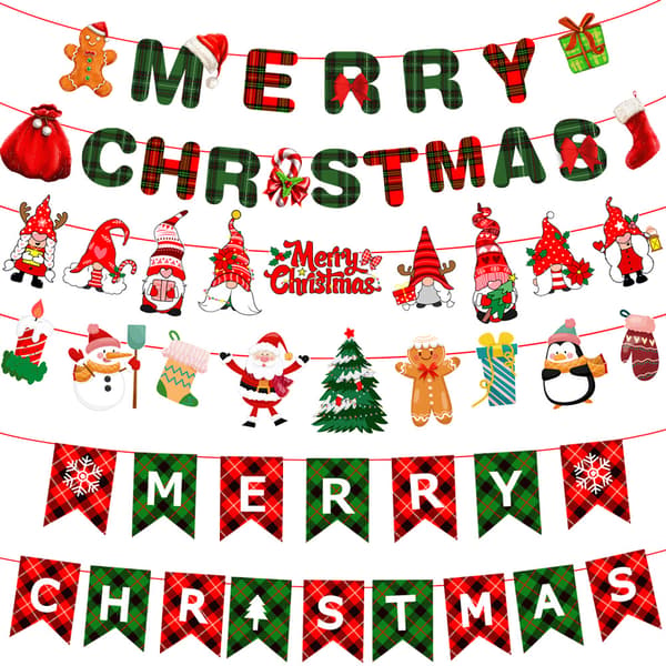 2 stk. God Jul Banner Julefest Tema Dekor Jule Pull Flag Dekor A