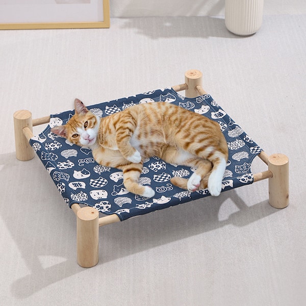 Kattbädd och katthängmatta, liten upphöjd träbädd för hundar, ventilerande utomhuskattbädd för alla årstider, upphöjd husdjurssäng för inomhusbruk Style 4
