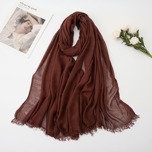 Skjerf for kvinner Bomull Lett Stor Lang Mull Skjerf Elegant Ensfargede Skjerf