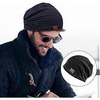 Unisex Blød Bomulds Hue Varm Softshell Huer Vinterhatte Moderne Komfortable Bløde Huer Sort