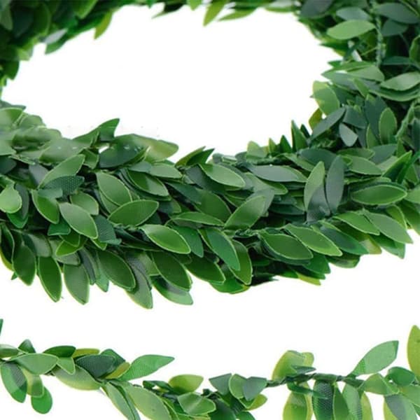 2 Rullar Konstgjorda Vinrankor Bandblad Krans Gröna Blad Tråd Blomma