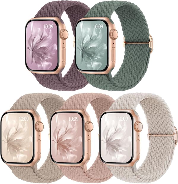 5-pak vævet rem egnet til Apple Watch rem kvinder 42mm, 44mm, 46mm, 49mm E