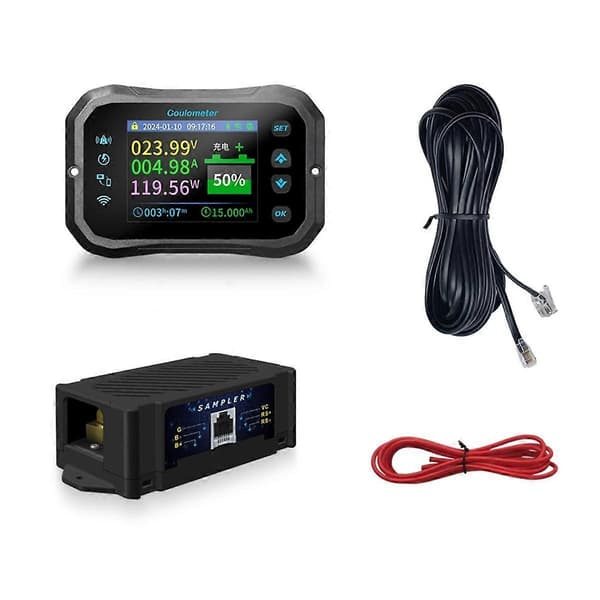 WiFi Coulomb Meter RV Batterimonitor Batterikapacitetsindikator Tester Strøm Volt-Amperemeter til Alle Batterier 0-100A