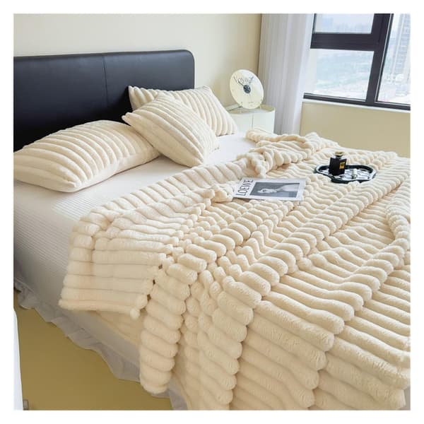 Lyxig plyschfilt, mysig, fluffig, för säng, soffa