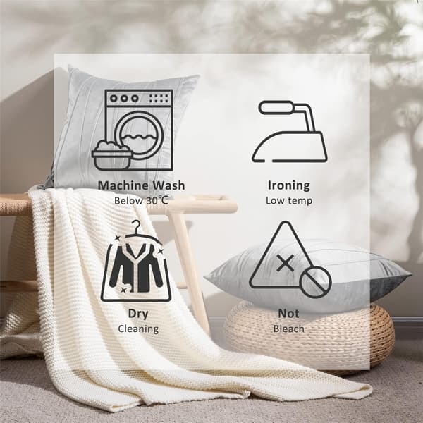 Putetrekk 45/45 cm Sølvgrå for Sofa Stue Skandinavisk