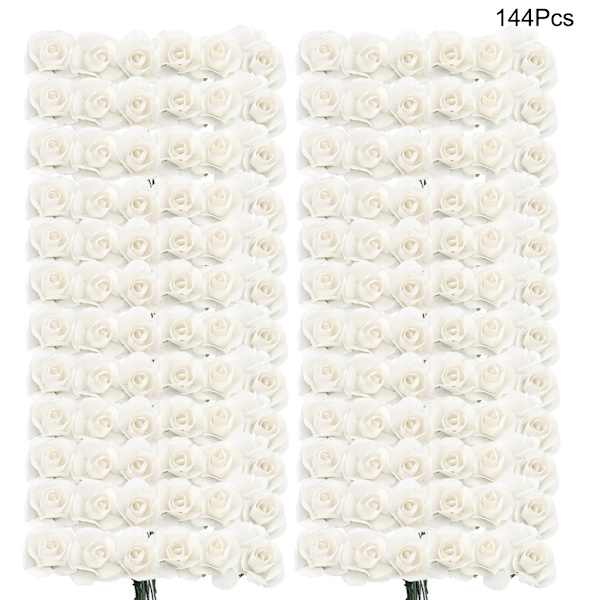 144 st miniatyrpappersblommor handgjorda DIY konstgjorda rosor för