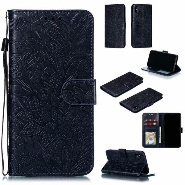 Präglat spetsmönstrat flipfodral för Samsung Note20 Ultra Black