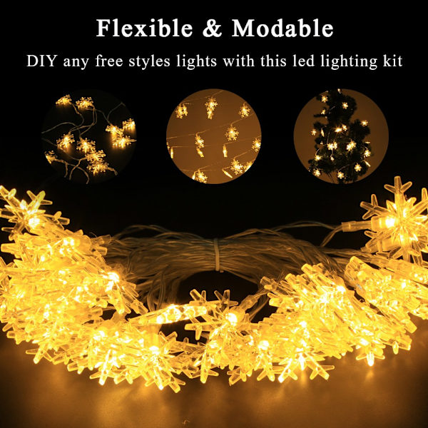 Batteridrivna LED-slingor Ejoyous 6m 19ft 40 snöformade LED-lampor Fe Dekorativ Li