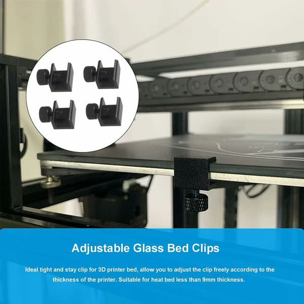 Glasbäddsklämmor Glashyllfäste Aluminiumlegering 3D-skrivare Varm