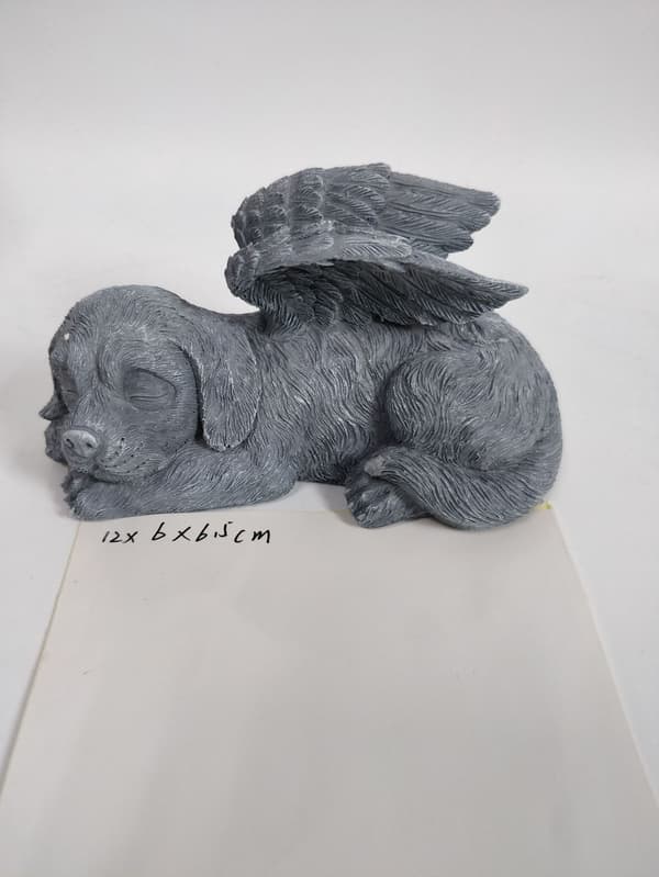 Kjæledyr Minne Engel Hund Æresstatue Gravstein, 25.5cm, Polyres