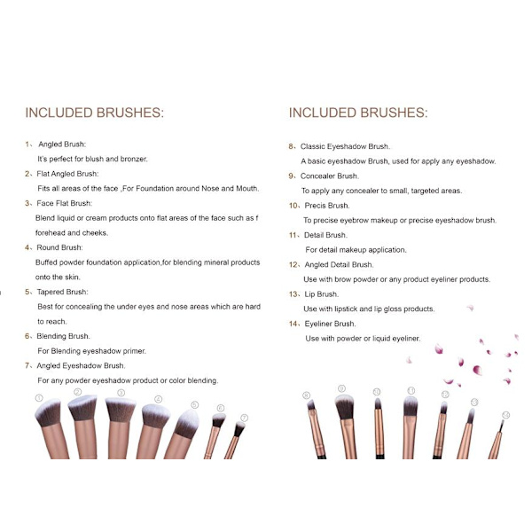 BS01 - BS-MALL 14 stk. eksklusive makeupbørster af bedste kvalitet