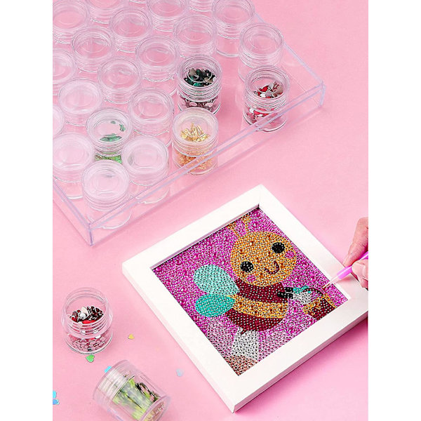 30 rutnät diamantbroderi förvaringslåda transparent nagelborr