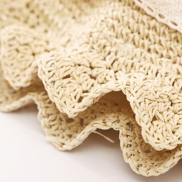 Sommerstråhat til baby pige med blonderbue og foldebar bred skygge S
