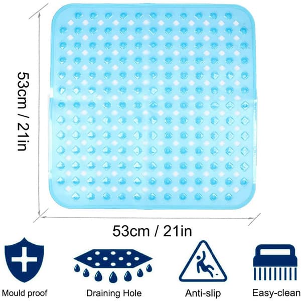 Brusebadsmåtte, 53x53cm Antislip Badekar Måtte, Antislip Kvadratisk Brusebadsmåtte