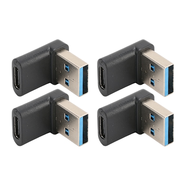 4st USB Typ C Rätvinkeladapter 10Gbps Överföring Bärbar USB Hane till Typ C Hona Adapter för Bärbara Datorer Stationära Datorer