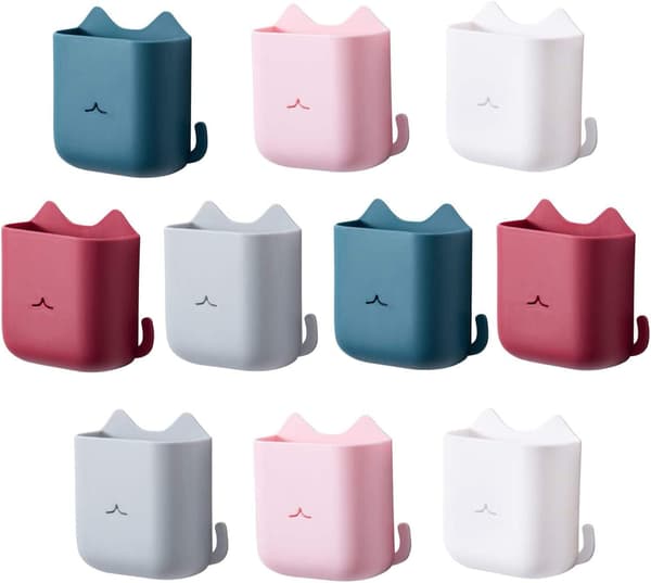 10 stk. veggmontert mobiltelefonholder mediearrangørboks med