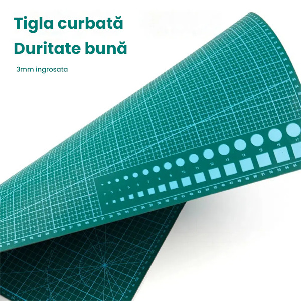 Set med 2 EINNENFFER A4 skärmattor, PVC, med transparent linjal i tum, 30 x 22 cm, grön, för hantverk, utskärning, tillverkning