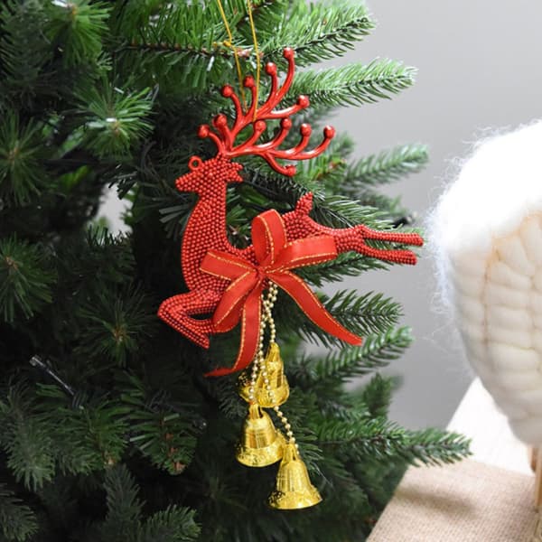 5 st Jul Renar Klockor Ornament För Julgran Rot