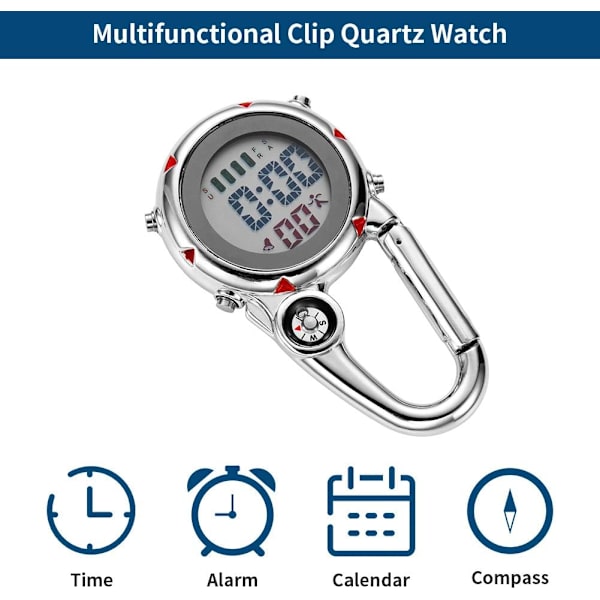 Clip-on Karabinhage Lysende Urskive Multifunktionelt Quartz Ur