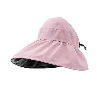 Bredbrättad solhatt för damer, solhatt för semesterresor, backpacking, fest, picknick (rosa)