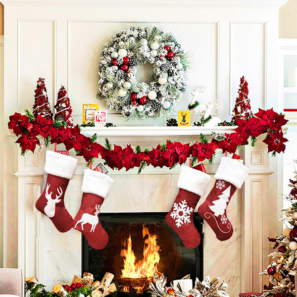 2Pcs Christmas Stockings, Plush Cuff Stockings, for Family