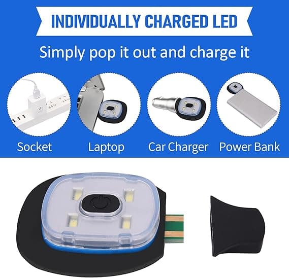 Lue med Lampe LED Hodelykt Strikket Lue med Lysende Frontlykt