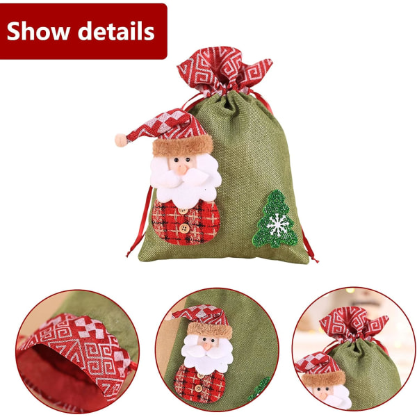 2 pièces Sacs Cadeaux à Cordon de Noël Noël Père Noël et