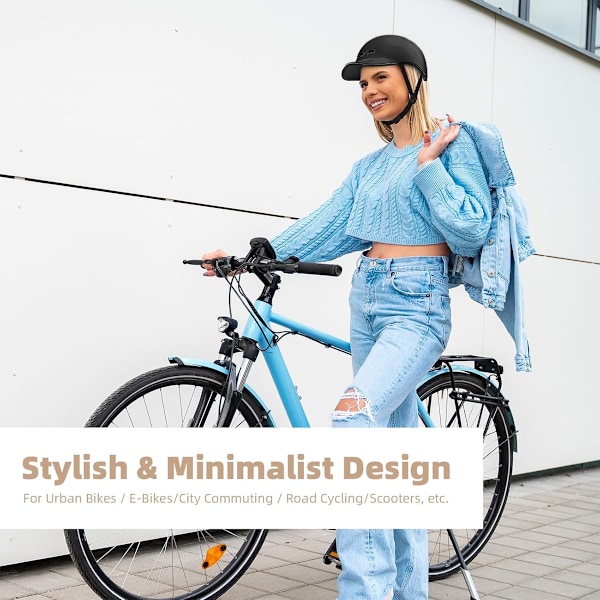 Cykelhjälm, basebollkeps, cykelhjälm för vuxna, cykelhjälmar för män och kvinnor, lätt justerbar cykelhjälm, lämplig för stadsmiljö black