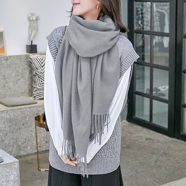 Varme Lange Skjerf Vinter Skjerf Ren Farge Skjerf Dusk grey