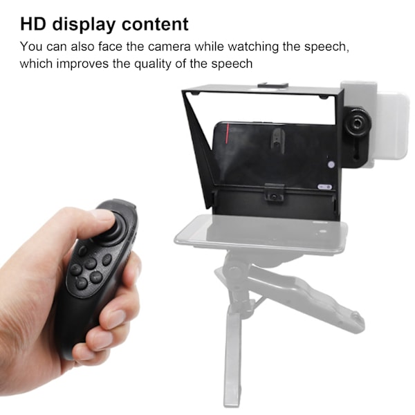 Bärbar Teleprompter med Fjärrkontroll Videoinspelning Prompter för Smartphone/Kamera