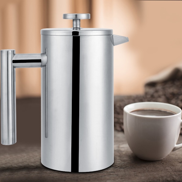 Hushålls Dubbelskikts 304 Rostfritt Stål Handkaffe Tryck