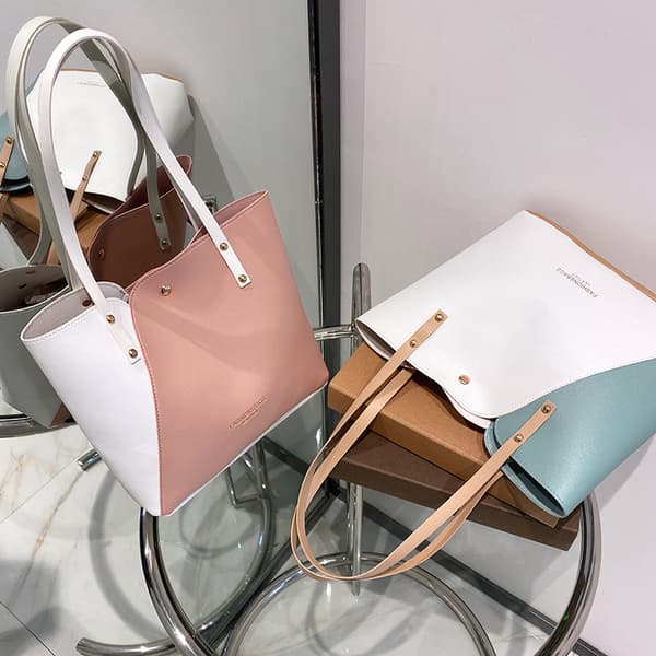Fashion Tote Damväskor Shoppingväskor Trendiga Hundratals Mammaväskor (Blå)