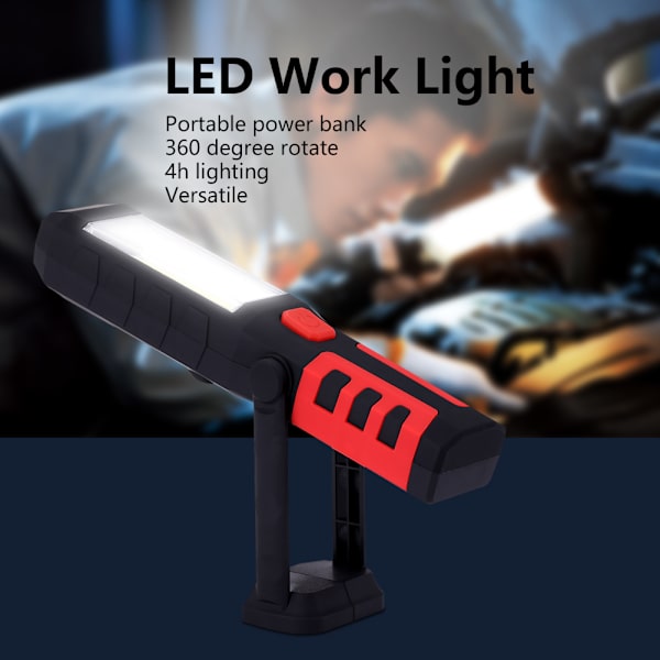 USB-laddningsbar COB LED-arbetslampa Nödficklampa