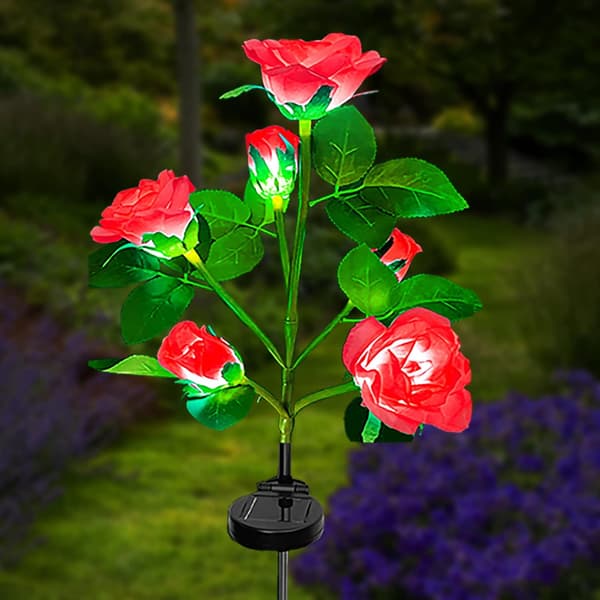 Solcelled Hagebelysning Utendørs, 1 Stykke Solcelle Roseblomst Lys, 6