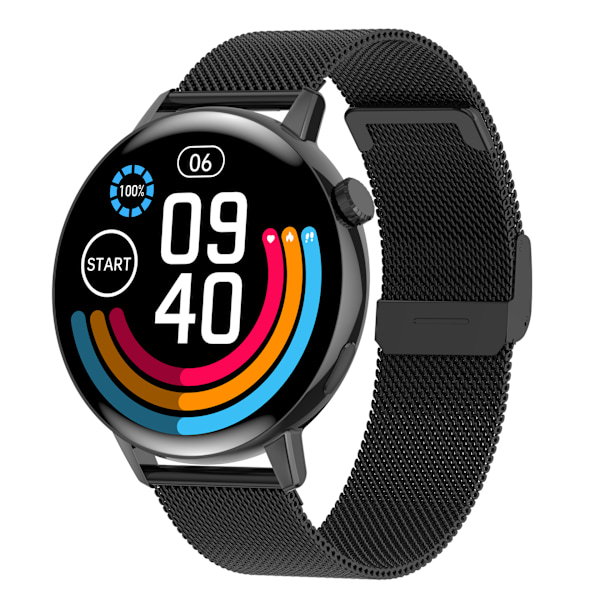 Smartklocka, 1.32\" Samtals Smart Klocka 1.32\" Full Touch Skärm Rostfritt Stål Armband black