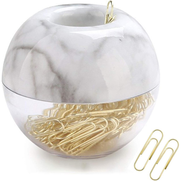 MultiBey Guld Pappersklämmor i Elegant Magnetisk Marmor Vit Klämma