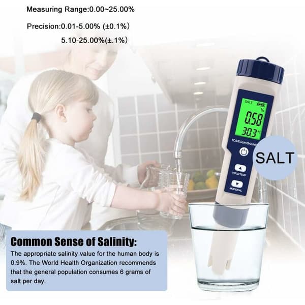 Elektroninen PH-mittari, 5-in-1 PH-mittari Taskulämpömittari W