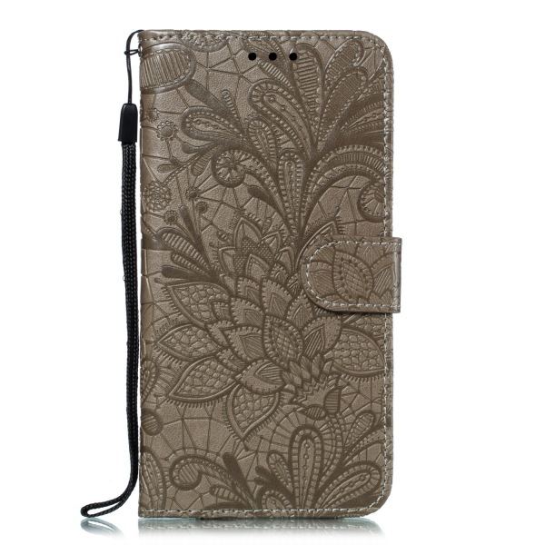 Präglat spetsmönstrat flipfodral för Samsung Note 9 gray