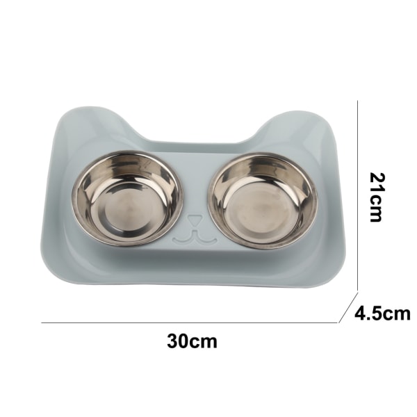 Dubbla hundkattskålar för husdjur i rostfritt stål, matvattenmatare gray