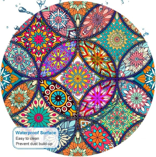 Musemåtte, rund Mandala musemåtte, sød musemåtte med design, skridsikker gummibase musemåtte med syet kant, vandtæt