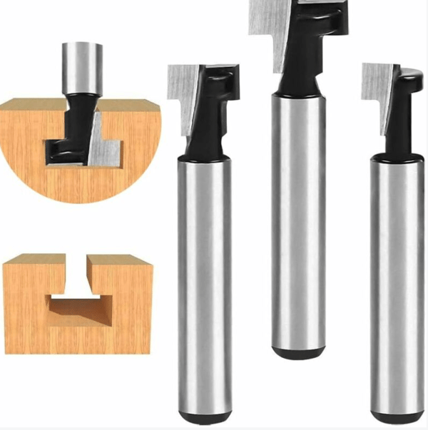T-spårfräs, T-spårfräsformar, 3 st, 8, 9,5, 12,7 cm